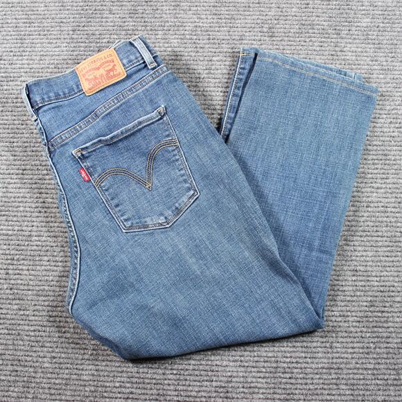 Levi’s Classic Straight Womens 8 Blue Mid Rise Stretch Jeans W29 L23 Light Wash - Picture 1 of 12